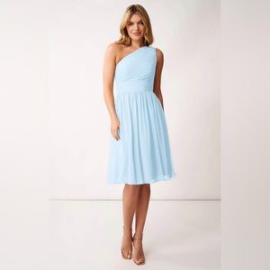 AZAZIE KATRINA
A-Line One Shoulder Chiffon Knee-Length Dress Sky Blue
